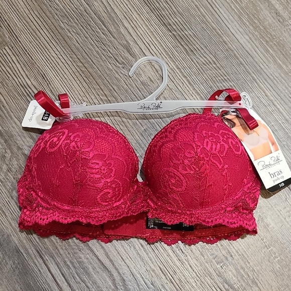 Set of 2 Navy & Red Lace Bras Size 34B - Picture 4 of 7